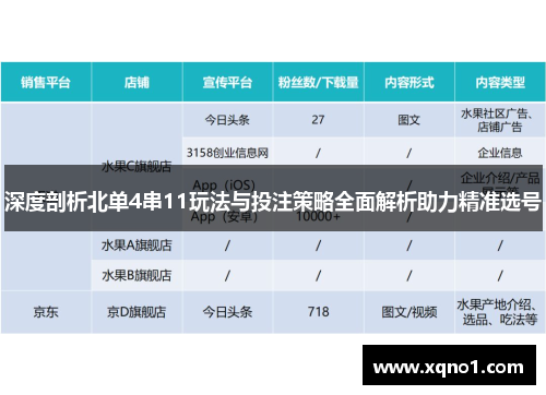 深度剖析北单4串11玩法与投注策略全面解析助力精准选号